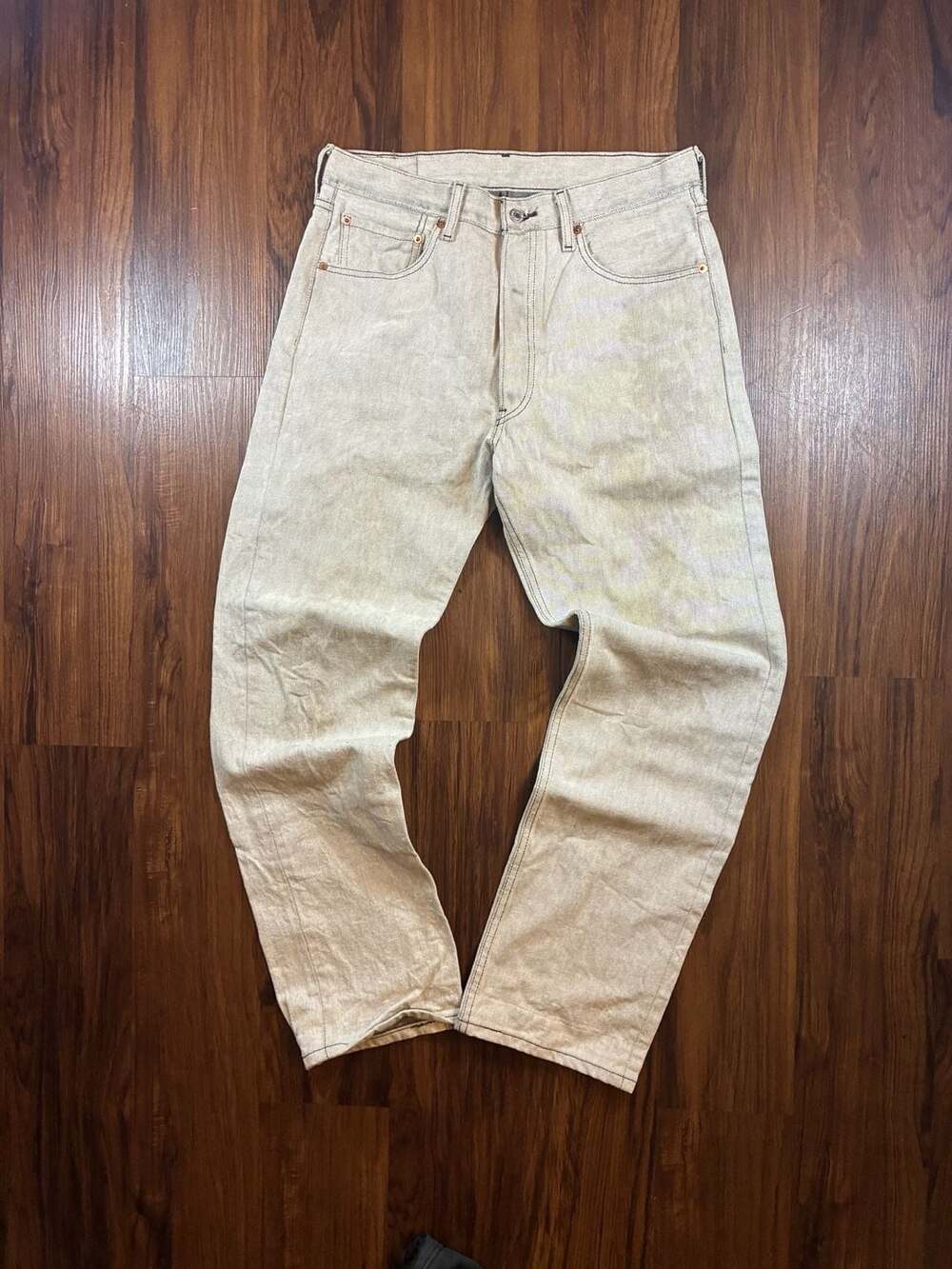 Levi's 501 XX Jeans Size 34x34 Ecru Straight Fit Cotton Denim